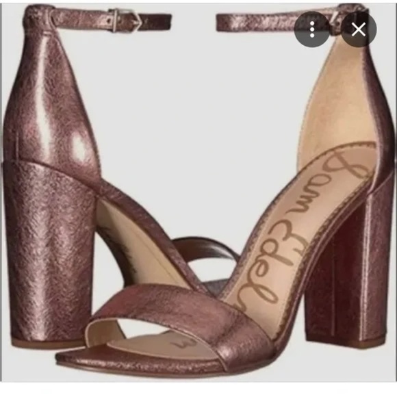 SAM EDELMAN - NEW Metallic Rose Gold Yaro Block Heel Sandals Size 10 - Picture 9 of 9